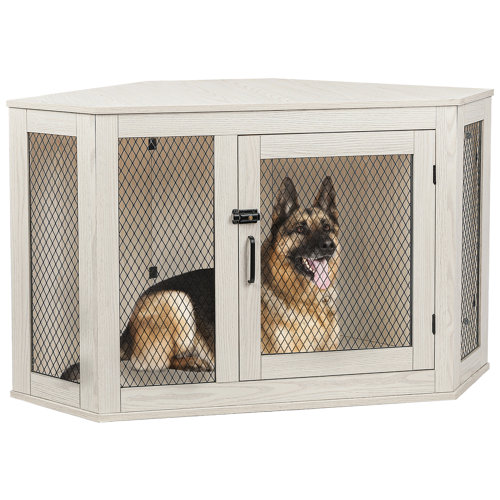 Tucker Murphy Pet™ Bossin Corner Dog Crate Furniture, Wooden Corner Dog